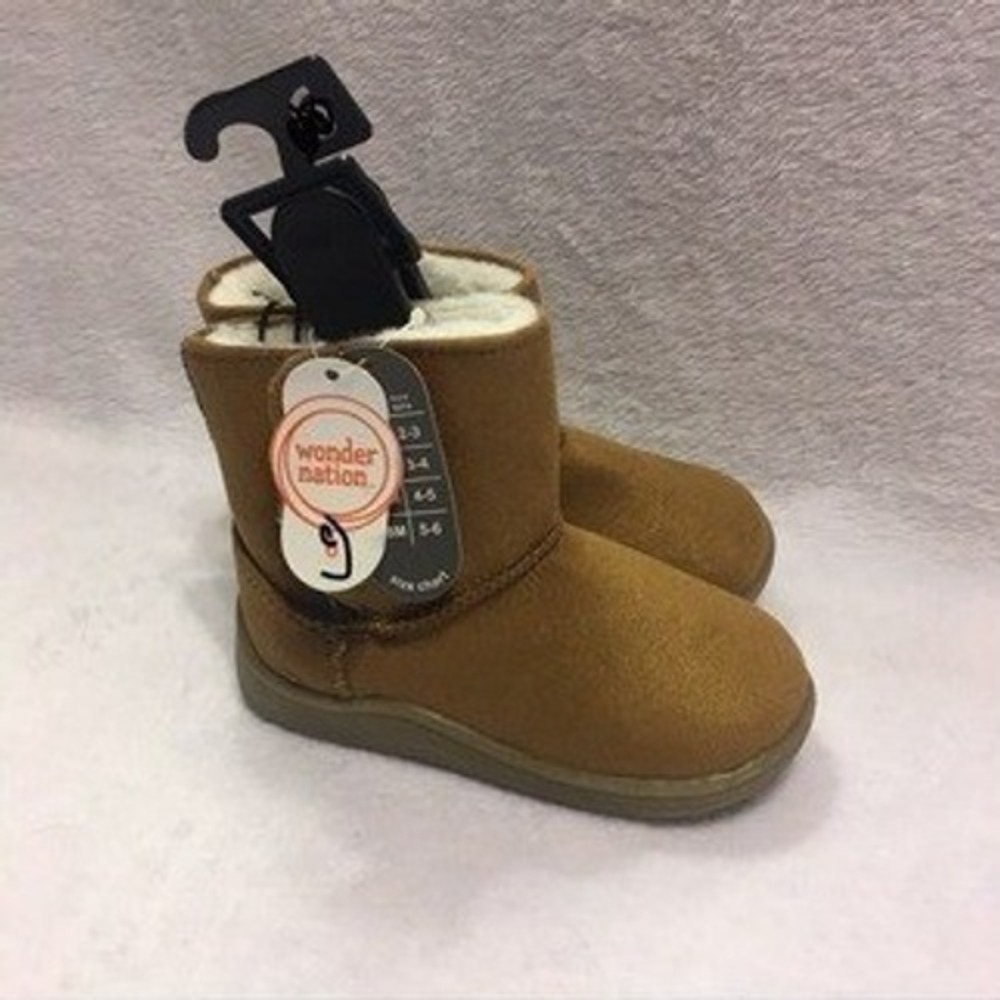 Wonder Nation Faux Suede‎ Boots Toddler 3 Brown NEW Fur Lined Cozy Winter Shoes
